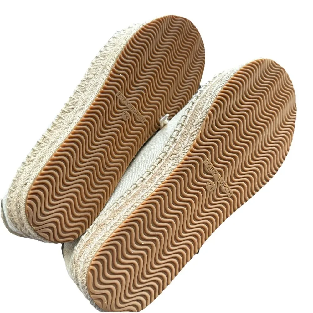 Tory Burch Women's Seaside Oxford Canvas Platform Espadrilles Vintage Cream 7.5M
